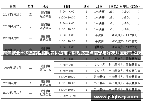 聚焦欧会杯决赛赛程时间安排提前了解观赛重点信息与好友共度激情之夜